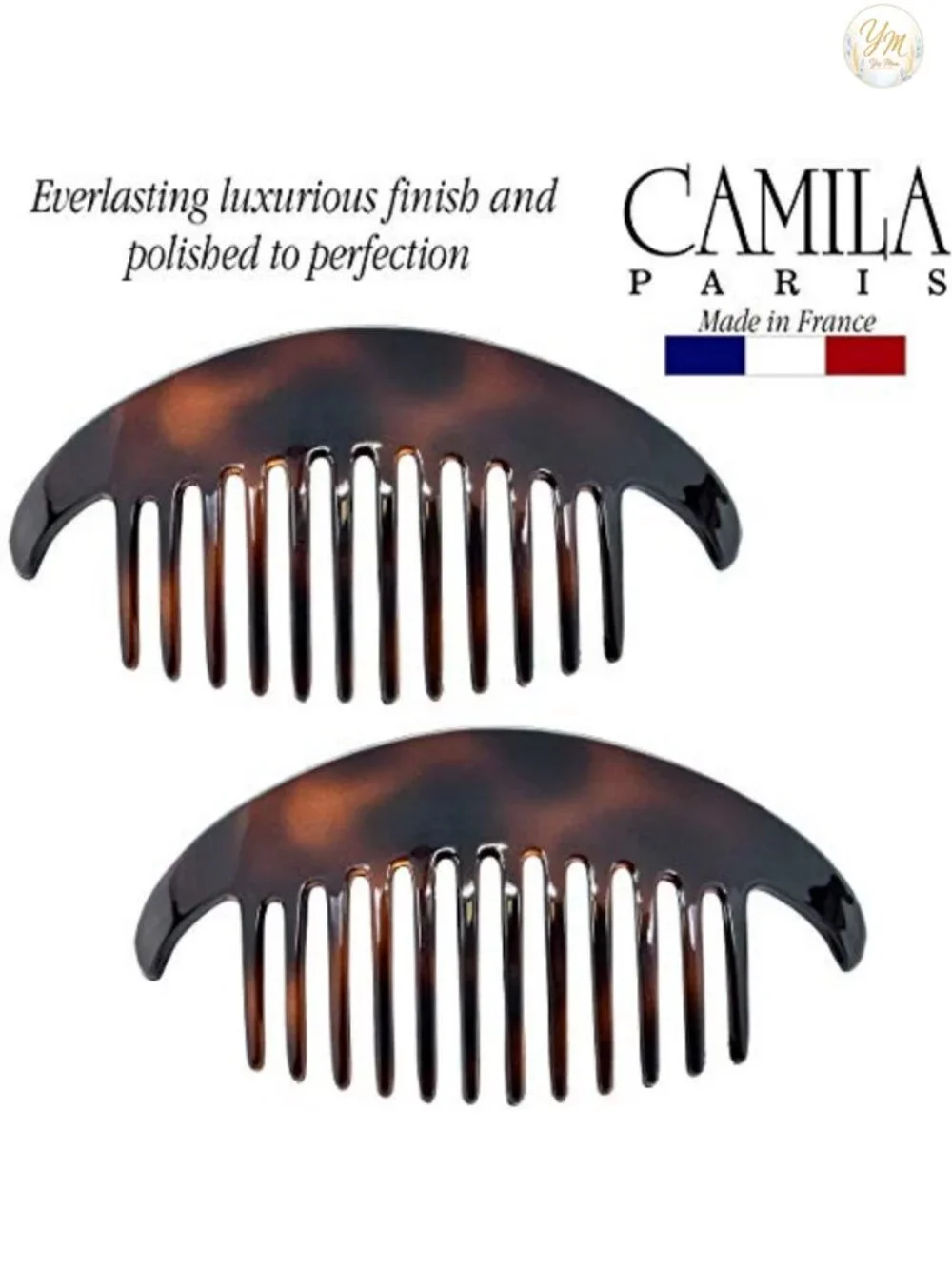 French Hair Side Combs Set of 4, Tortoise Interlocking Hair Clips for Bun